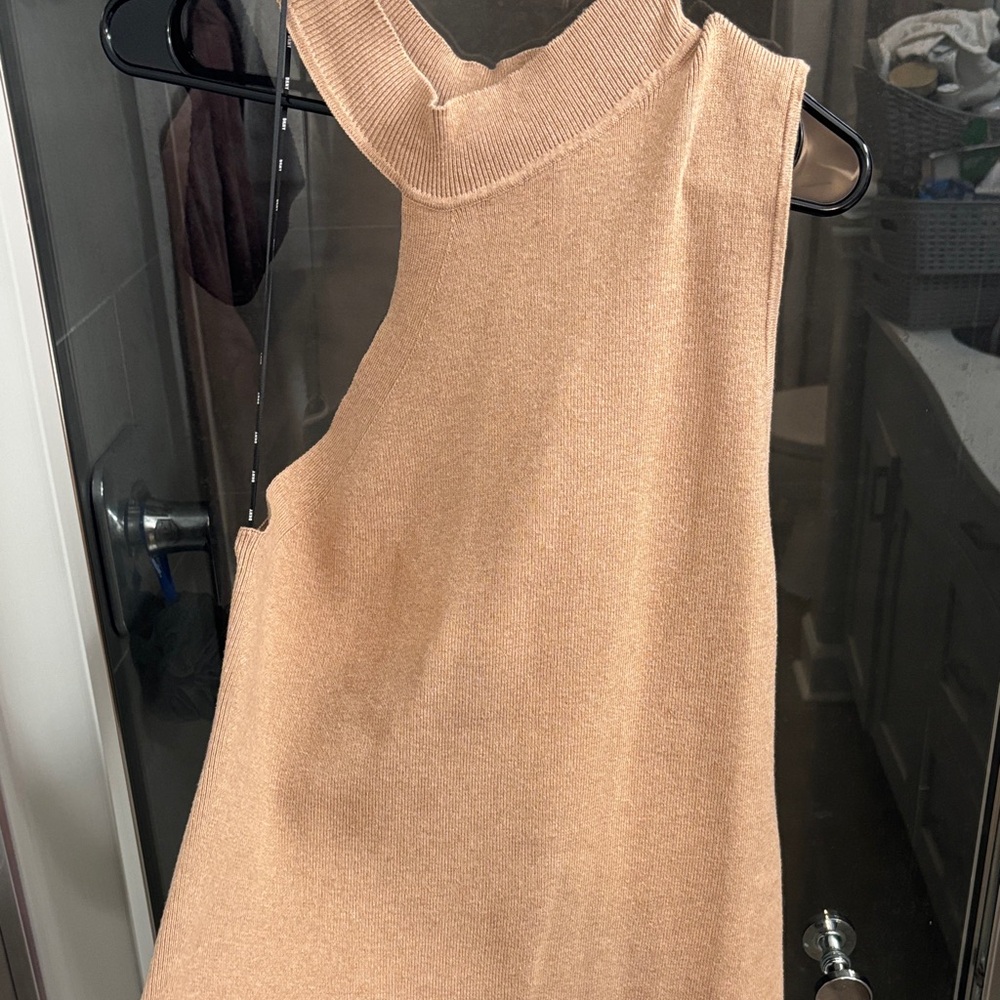 DKNY Tan One Shoulder Top